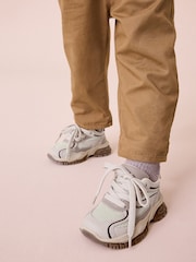 Neutral Mesh Panel Lace Up Trainers - Image 1 of 9
