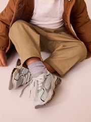 Neutral Mesh Panel Lace Up Trainers - Image 3 of 9