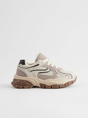 Neutral Mesh Panel Lace Up Trainers - Image 4 of 9