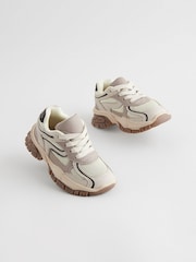 Neutral Mesh Panel Lace Up Trainers - Image 5 of 9