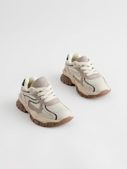 Neutral Mesh Panel Lace Up Trainers - Image 6 of 9