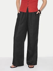 Jigsaw Black Linen Wide Leg Trousers - Image 1 of 5