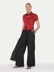 Jigsaw Black Linen Wide Leg Trousers - Image 3 of 5