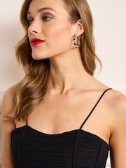 Black Plissé Strappy Corset Midi Dress - Image 4 of 5