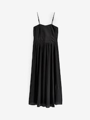 Black Plissé Strappy Corset Midi Dress - Image 5 of 5