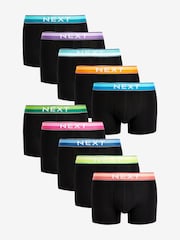 Black Bright Colour Waistband 10 pack Waistband A-Front Boxers - Image 1 of 12