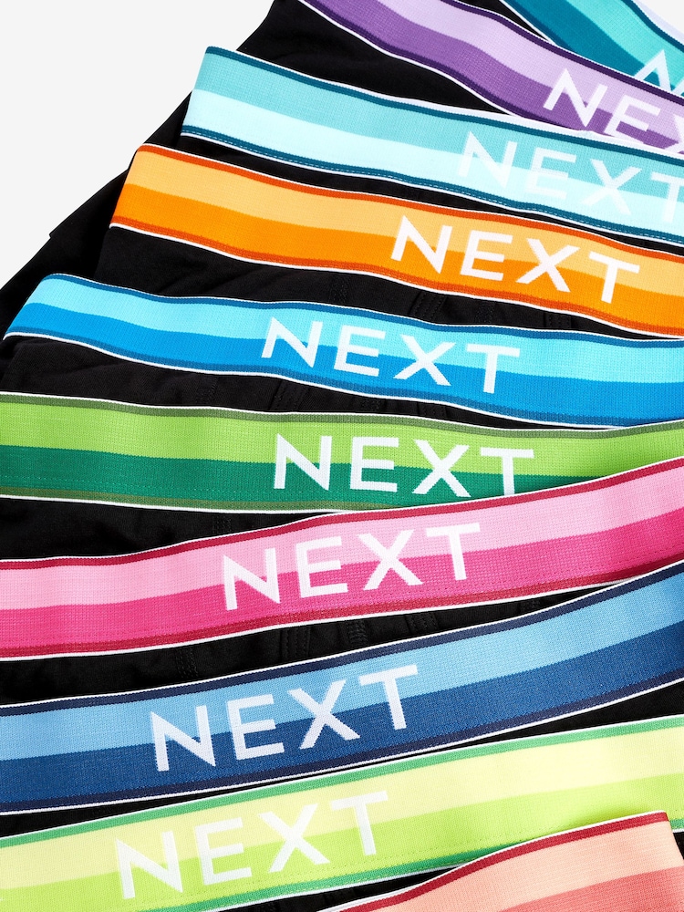 Black Bright Colour Waistband 10 pack Waistband A-Front Boxers - Image 12 of 12