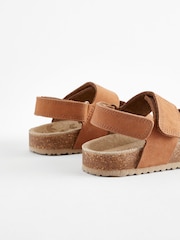 Tan Brown Standard Fit (F) Leather Touch Fastening Corkbed Sandals - Image 5 of 6