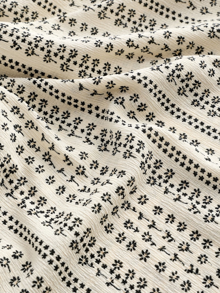 Cream Stripe Print Textured Flutter Sleeve Top - Image 6 of 6