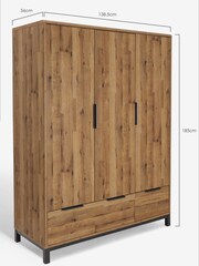 Dark Bronx Oak Effect Triple Wardrobe - Image 5 of 5