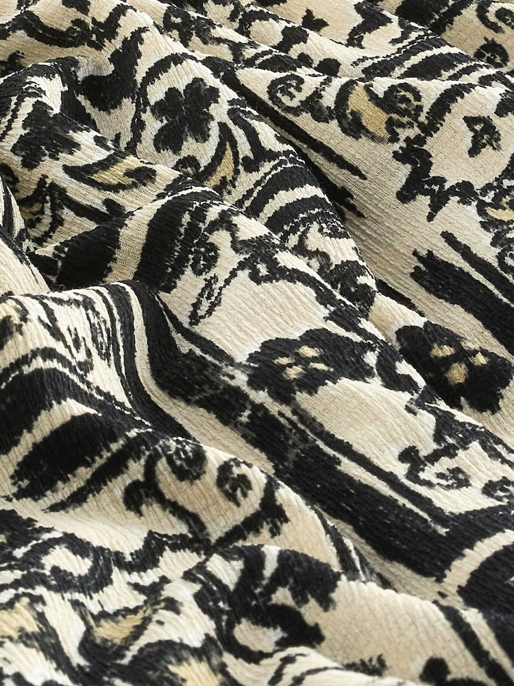Mono Tile Print Textured Flutter Sleeve Top - Image 6 of 6