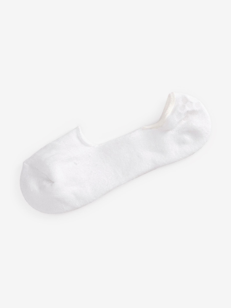 White Terry Cushioned Sole Invisible Trainer Socks 5 Pack - Image 3 of 3