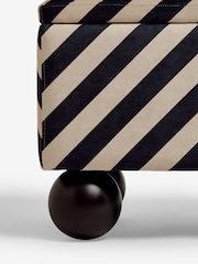 Rockett St George Studio Stripe Velvet Sand and Black The Balls Storage Ottoman Bench - Image 3 of 6