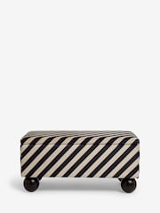 Rockett St George Studio Stripe Velvet Sand and Black The Balls Storage Ottoman Bench - Image 5 of 6