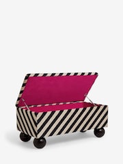 Rockett St George Studio Stripe Velvet Sand and Black The Balls Storage Ottoman Bench - Image 6 of 6