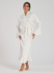 Loungeable White Diamante Bride Maxi Satin Frill Robe - Image 1 of 6