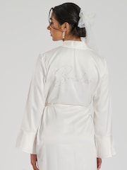 Loungeable White Diamante Bride Maxi Satin Frill Robe - Image 2 of 6