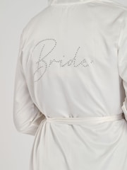 Loungeable White Diamante Bride Maxi Satin Frill Robe - Image 3 of 6