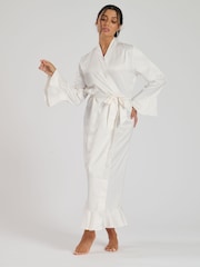 Loungeable White Diamante Bride Maxi Satin Frill Robe - Image 6 of 6