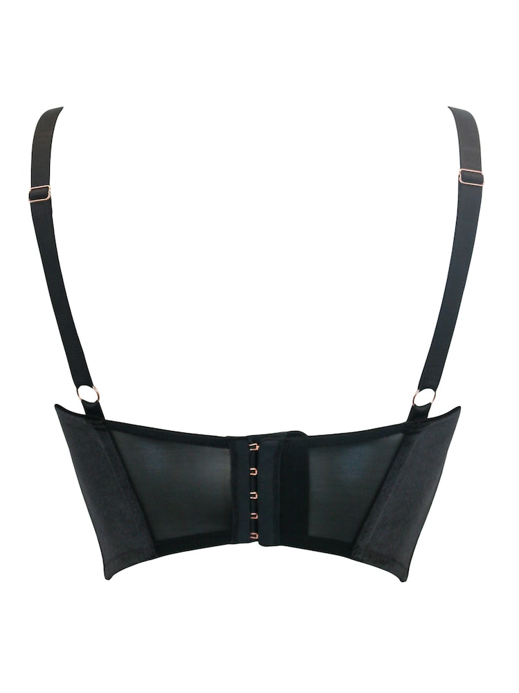 črna - Pour Moi Indija Velvet Luxe V metalnih barvah Lace z vulkanskim/nabranim ovratnikom Bustier Bralette - Slika 4 iz 4 črna - Pour Moi Indija Velvet Luxe V metalnih barvah Lace z vulkanskim/nabranim ovratnikom Bustier Bralette - Slika 4 iz 4