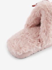 Baker by Ted Baker Girls Pink Faux Fur Trim Mule Slippers with Bow - Image 3 of 4