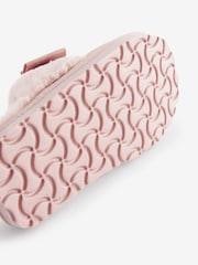 Baker by Ted Baker Girls Pink Faux Fur Trim Mule Slippers with Bow - Image 4 of 4