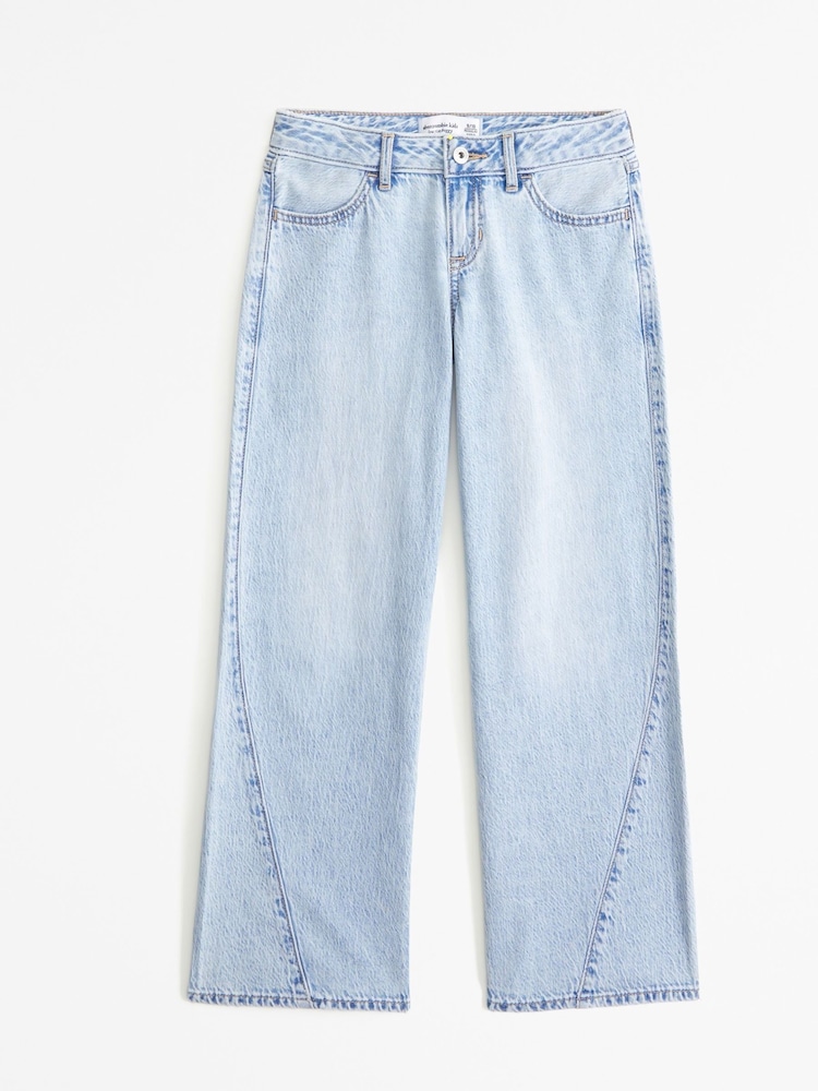 Abercrombie & Fitch Blue Low Rise Baggy Wide Leg Denim 100% Cotton Jeans - Image 2 of 5
