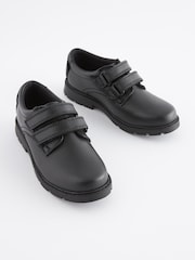 Schwarz - Schulschuhe aus Leder mit Klettverschluss - Bild 1 von 6