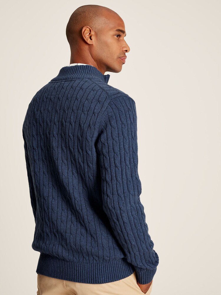Joules Cable Knit Blue Quarter Zip Jumper - Image 2 of 6