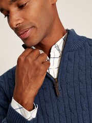 Joules Cable Knit Blue Quarter Zip Jumper - Image 3 of 6