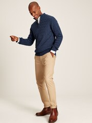 Joules Cable Knit Blue Quarter Zip Jumper - Image 5 of 6