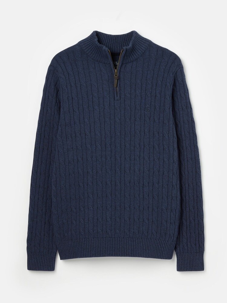 Joules Cable Knit Blue Quarter Zip Jumper - Image 6 of 6
