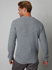 Threadbare Grey Waffle Knit Crew Neck Jumper - Image 2 of 4