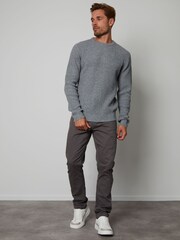 Threadbare Grey Waffle Knit Crew Neck Jumper - Image 3 of 4