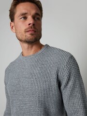 Threadbare Grey Waffle Knit Crew Neck Jumper - Image 4 of 4