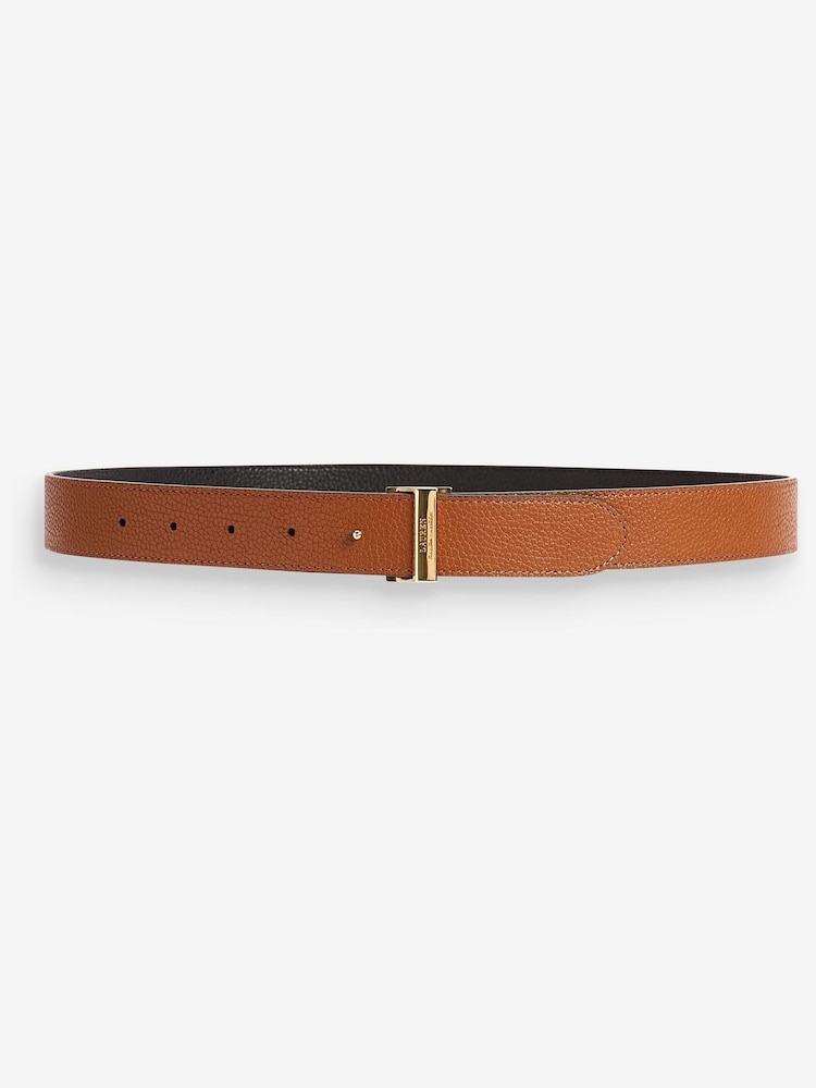 Lauren Ralph Lauren Large Tan Brown/Black Reversible Monogram Belt - Image 2 of 3
