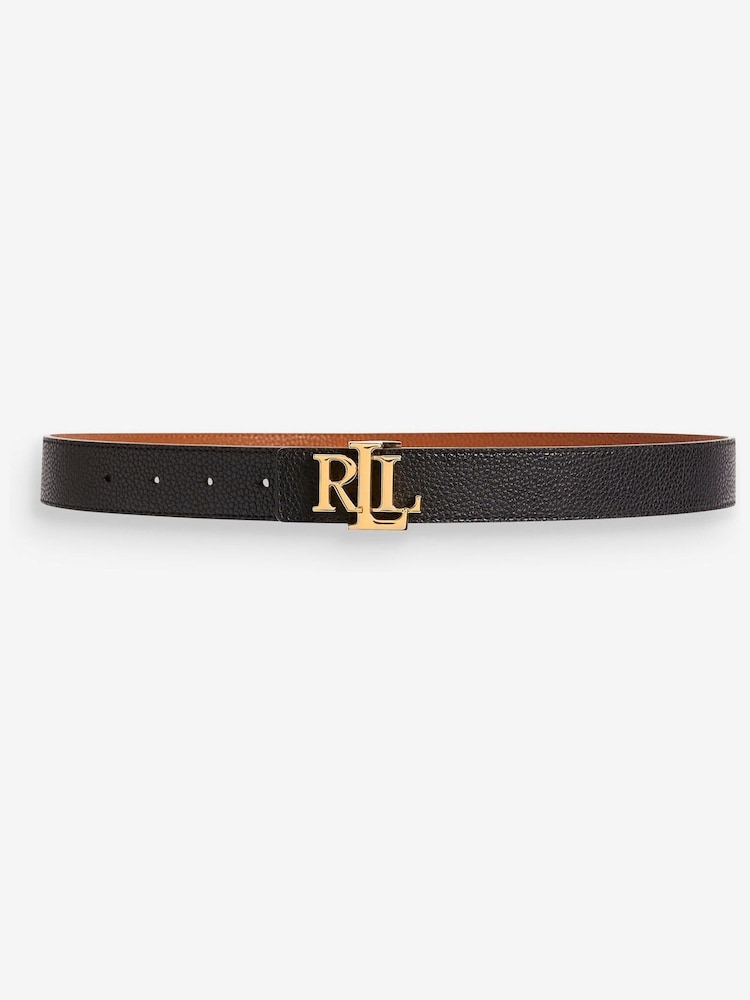 Lauren Ralph Lauren Large Tan Brown/Black Reversible Monogram Belt - Image 3 of 3