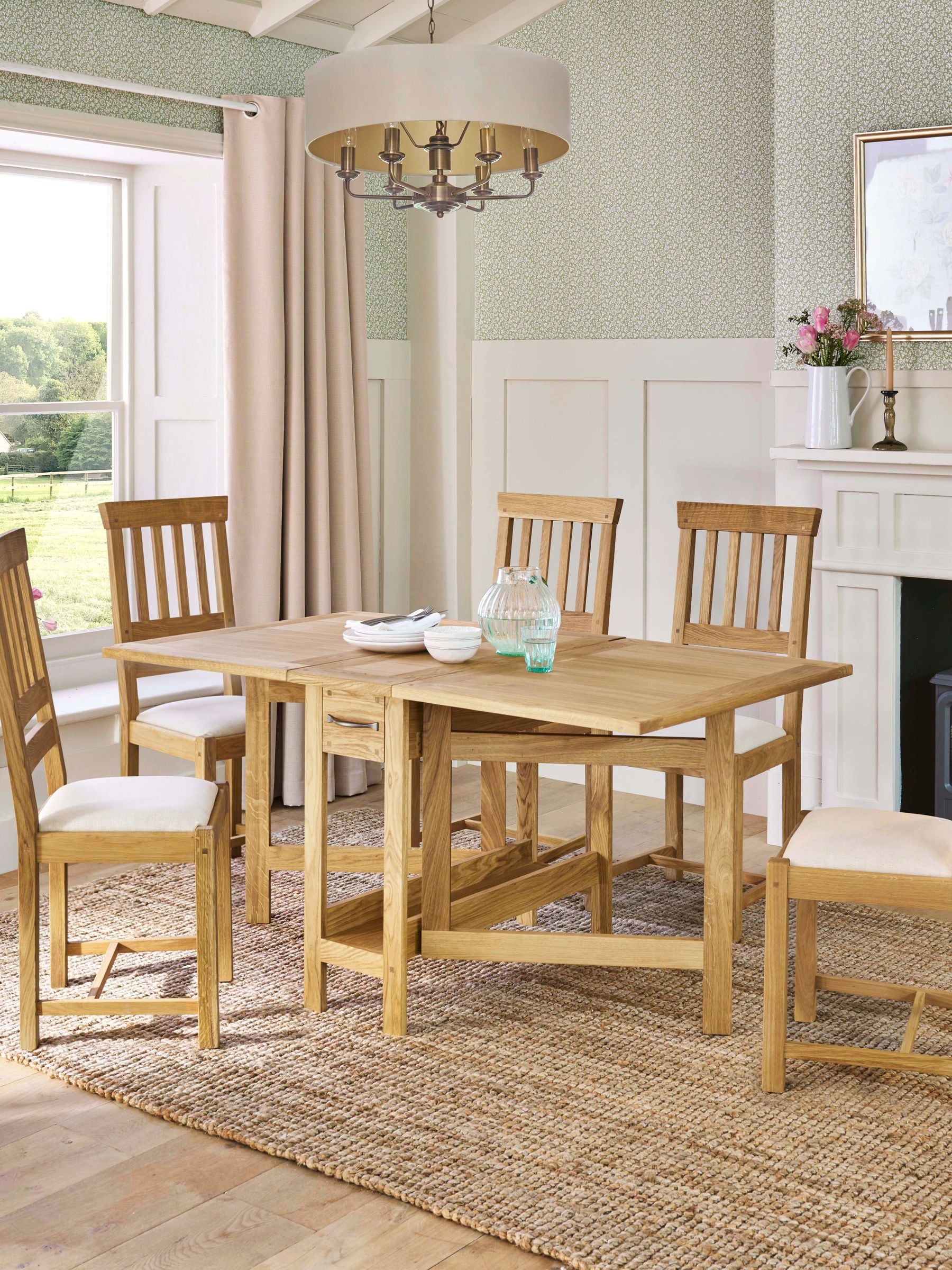 Buy Laura Ashley Oak Milton 4 6 Seater Drop Leaf Dining Table from the Next UK online shop
