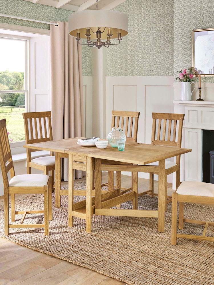 Laura Ashley Oak Milton 4-6 Seater Drop Leaf Dining Table - Image 1 of 8