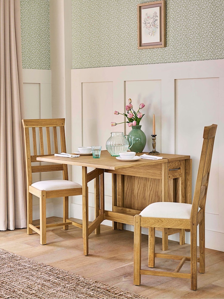 Laura Ashley Oak Milton 4-6 Seater Drop Leaf Dining Table - Image 2 of 8