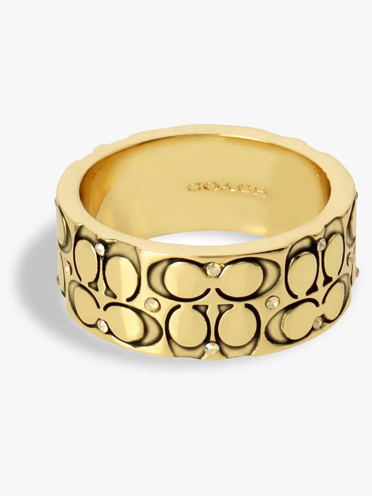 COACH Gold Tone Signature Quilted Band Ring - Image 1 of 3