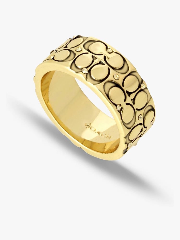 COACH Gold Tone Signature Quilted Band Ring - Image 2 of 3