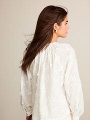 White Tie Neck Floral Blouse - Image 11 of 11