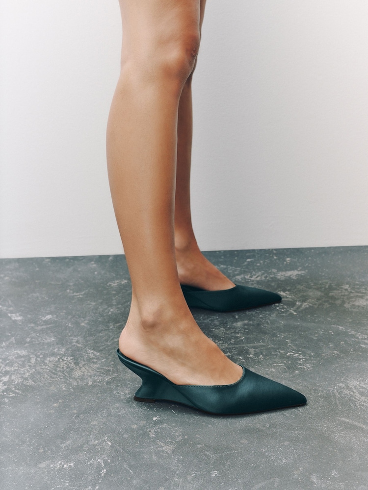 Teal Blue Forever Comfort® Closed Curvy Wedge Mules - Image 2 of 11 Teal Blue Forever Comfort® Closed Curvy Wedge Mules - Image 2 of 11