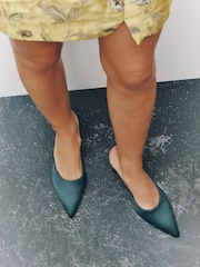 Teal Blue Forever Comfort® Closed Curvy Wedge Mules - Image 6 of 11