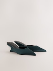 Teal Blue Forever Comfort® Closed Curvy Wedge Mules - Image 7 of 11
