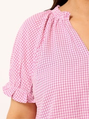 Yours Curve Pink Notch Neck T-Shirt - Image 4 of 5