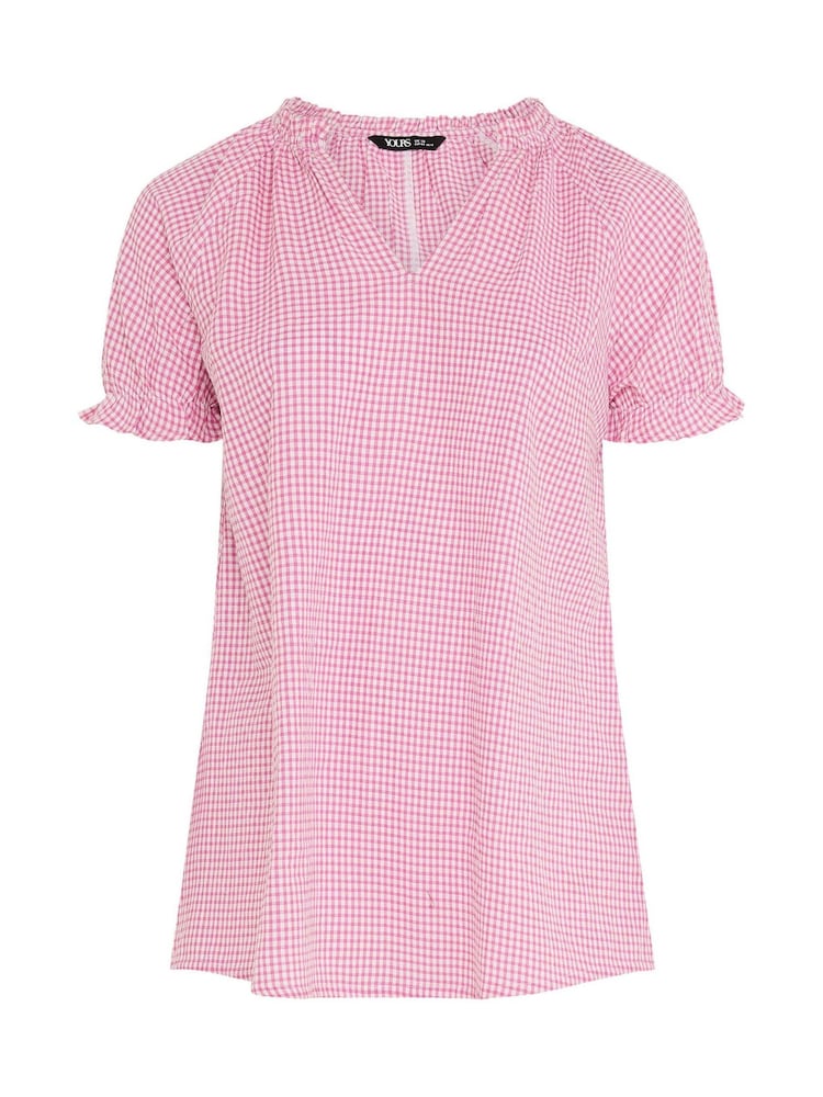 Yours Curve Pink Notch Neck T-Shirt - Image 5 of 5