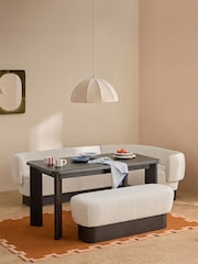 MADE.COM Off White Boucle Right Hand Corner Bench and Dining Table Set - Image 1 of 2