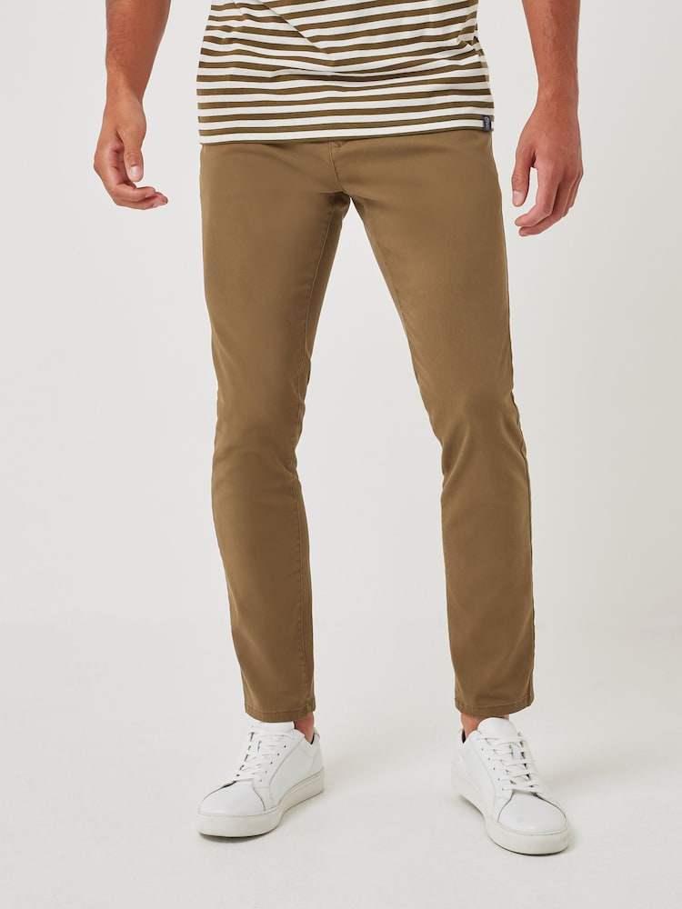 Tan Brown Skinny Fit Stretch Chino Trousers - Image 1 of 4